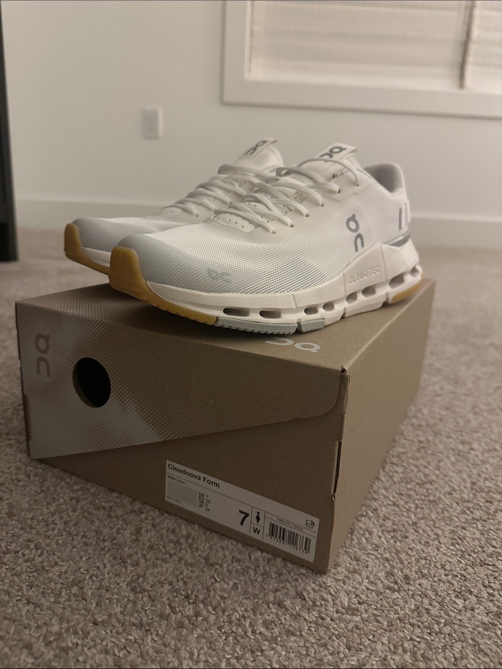 NWT On Running Cloudnova Form Women’s Sneakers in White with Gum Accents